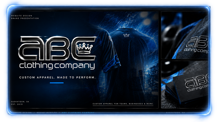 ABC Clothing custom apparel and teamwear website designed and developed by YXE Web Studios