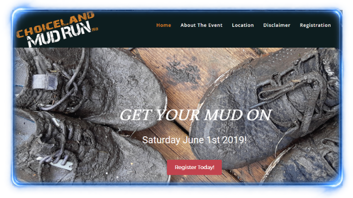 Choiceland Mudrun event website designed by YXE Web Studios in Saskatchewan