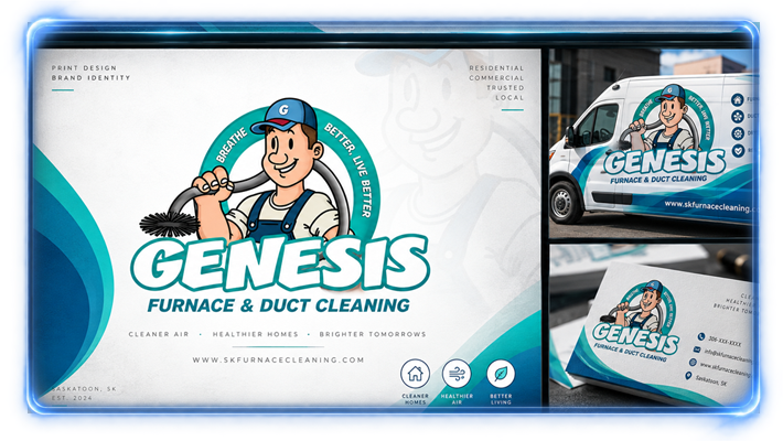 Genesis Furnace and Duct Cleaning logo and brand identity designed by YXE Web Studios