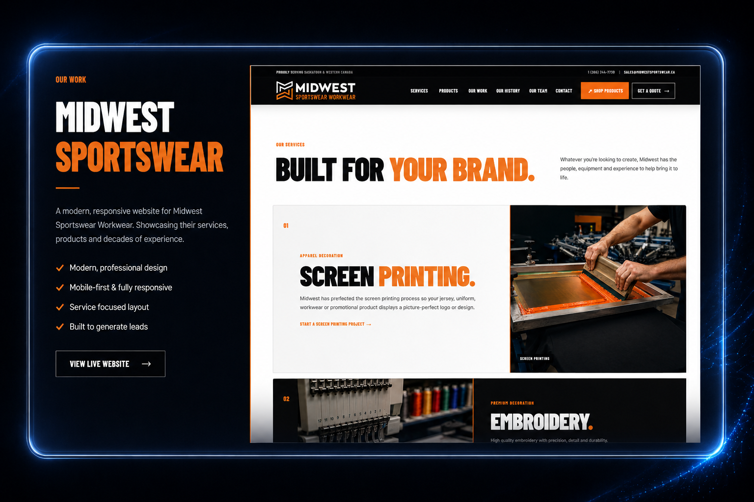 Midwest Sportswear project screenshot 2