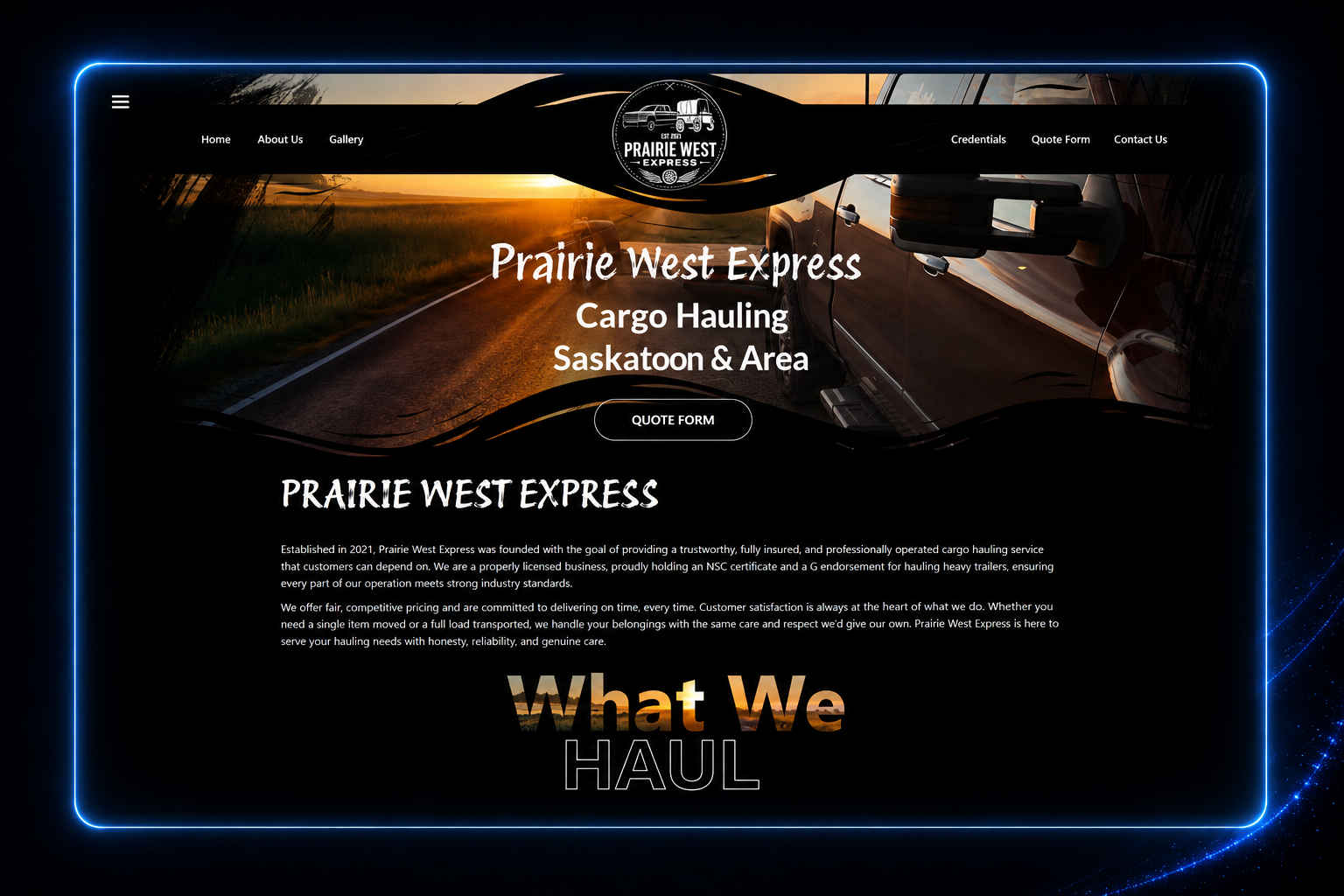 Prairie West Express website