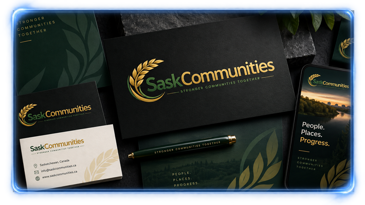 Sask Communities logo and brand identity designed by YXE Web Studios in Saskatoon